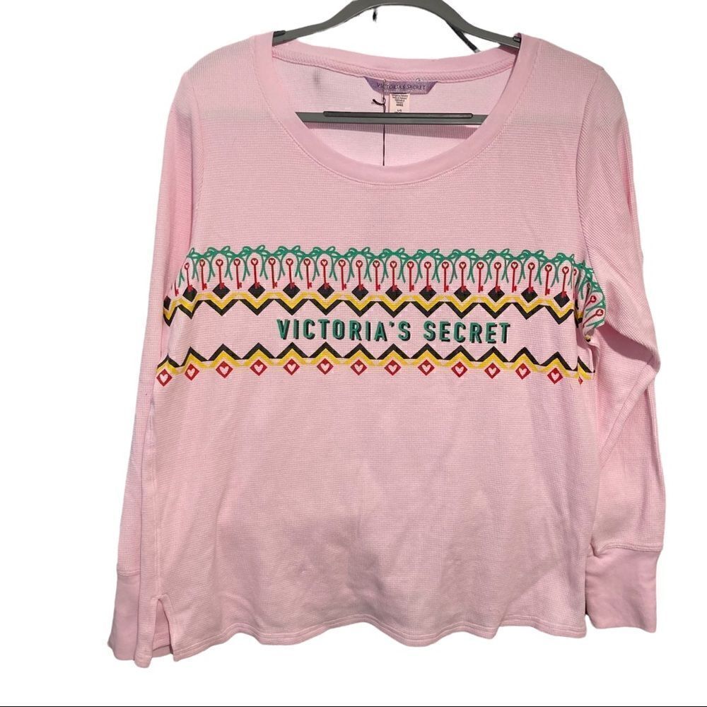 Victoria's Secret Pink Long Sleeve Tee with Geometric Design